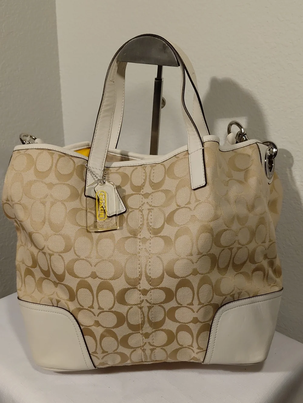 Coach Hadley Cream Signature Canvas Tote Bag